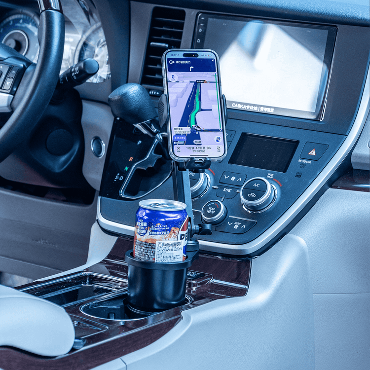 Green Lion 2-in-1 Flexgrip Car Cup Holder & Phone Mount, Expandable Phone Holder with Support Blocks, 64-92mm Phone Size Compatibility, Adjustable Base & Arms with 360° Rotation, Anti-Slip Rubber Pads, Anti-Shake & Universal Fit - Black