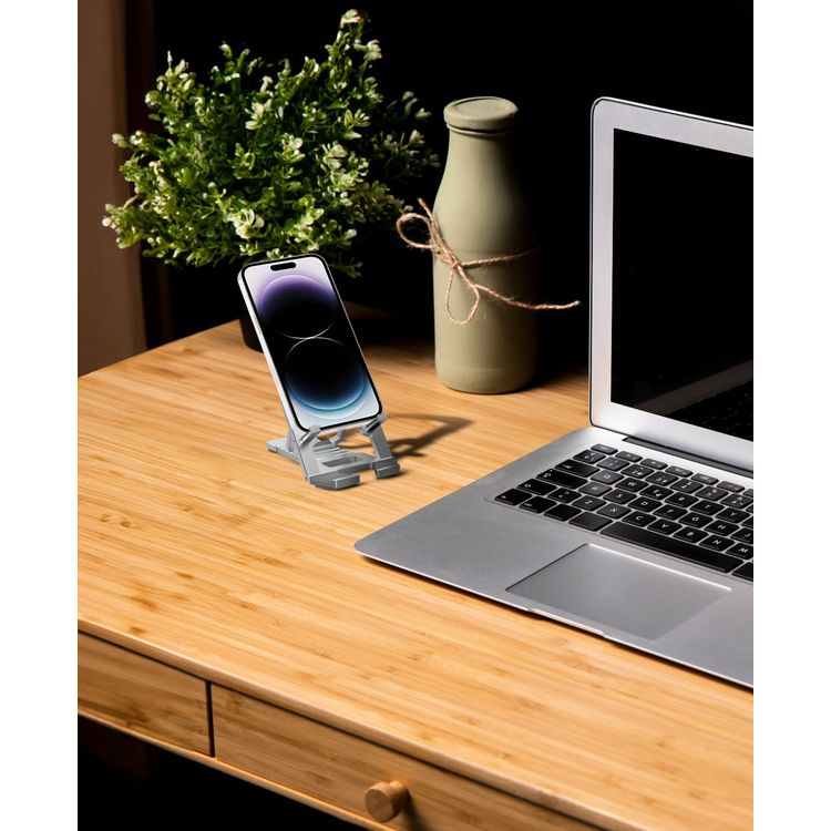 Green Lion Fold Mate Phone Stand, 1kg Load Capacity, 4-7" Devices Compatible, 7-Angle Adjustable, Foldable Design - Gray
