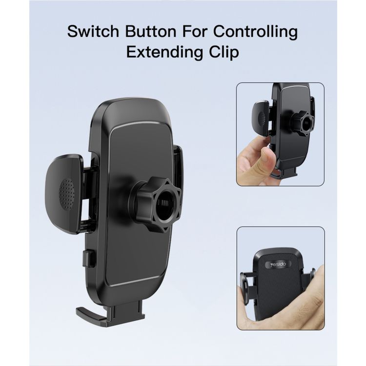 YESIDO C139 Cell Phone Automobile Cradles Adjustable Car Cell Phone Mount Base Broadcasting Phone Stand, Automatic Clip Suction Cup Car Holder