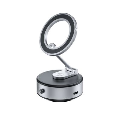 Green Lion Magsafe Suction Holder, Aluminium Alloy + ABS + Silicone Material, 100mAh Battery Capacity, 30 Minutes Charging Time, 30 Days Working Time, Type-C Charging Port - Silver