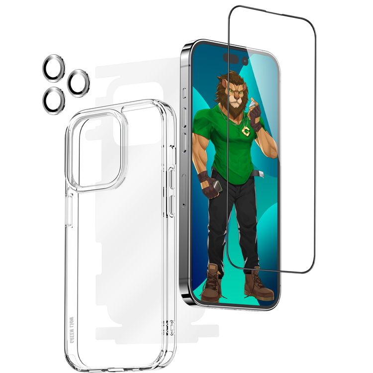 Green Lion 4 in 1 360° Privacy Protection Pack iPhone 14 Pro  - Blue