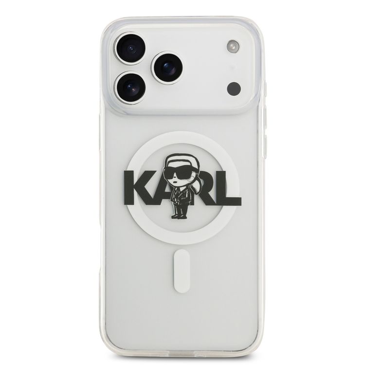 Karl Lagerfeld MagSafe IML Case with Karl Sketch for iPhone 17 Pro Max, Slim Profile, Lightweight Design, Easy Snap-On, Comfortable Grip, Sustainable Packaging, Drop Protection - Transparent