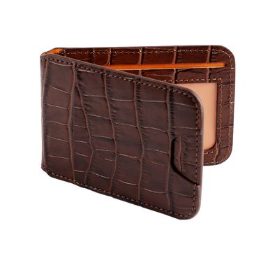 Green Lion Mag Wallet Holder with Genuine Leather Material, Phone Holder, Multiple Pockets, Powerful magnet, Strong & Slim Design - Brown