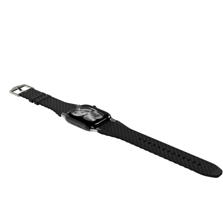 Toray Smartwatch Silicone & Leather Strap with Breathable Dual-Layer Build, Quick Strap Setup, Silicone + Carbon-Finish Leather Material, Sweat & Water Resistant, Designed for Apple Watch 11/10/9/8/7 Series – Black