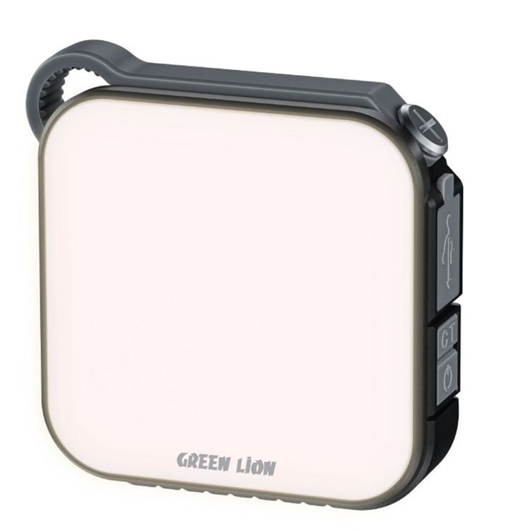 ضوء LED محمول من جرين ليون سولار لوميكس مع باور بانك مدمج، بقدرة 10 واط، و4 أوضاع إضاءة، وعمل يصل إلى 24 ساعة، وسطوع يصل إلى 1000 لومن، وبطارية بسعة 4000 مللي أمبير، ومدخل طاقة شمسية 1 واط - رمادي.