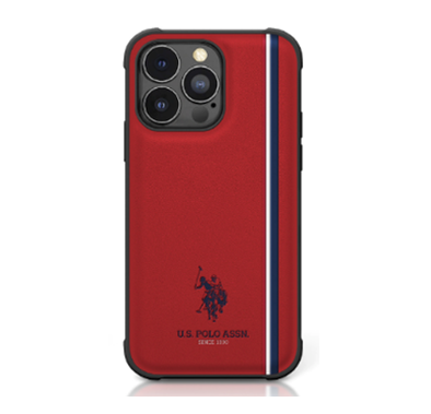 U.S. Polo Assn. iPhone 15 Pro Max For PU Leather Case with DH Tricolor Line - Red
