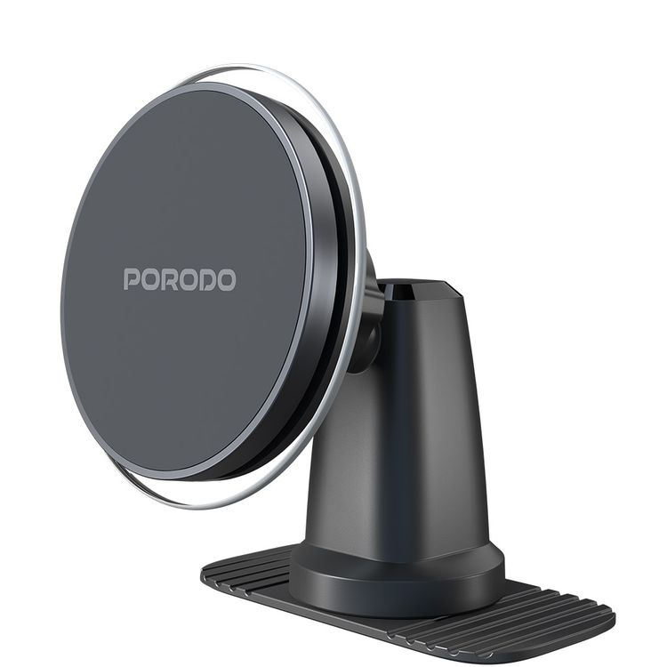 Porodo Magsafe Magnetic Air Vent and Dash Mount with 350g Weight Capacity, Hook, 12.5–29mm Clamping Range, 16 x N55 Magnets, Adjustable Viewing Angle - Black