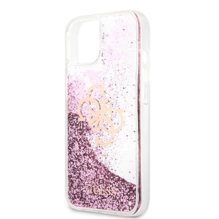 CG MOBILE Guess Liquid Glitter Case with 4G Electroplated Logo Compatible for iPhone 13 (6.1") Anti-Scratch, Easy Access to All Ports, Shock Absorption