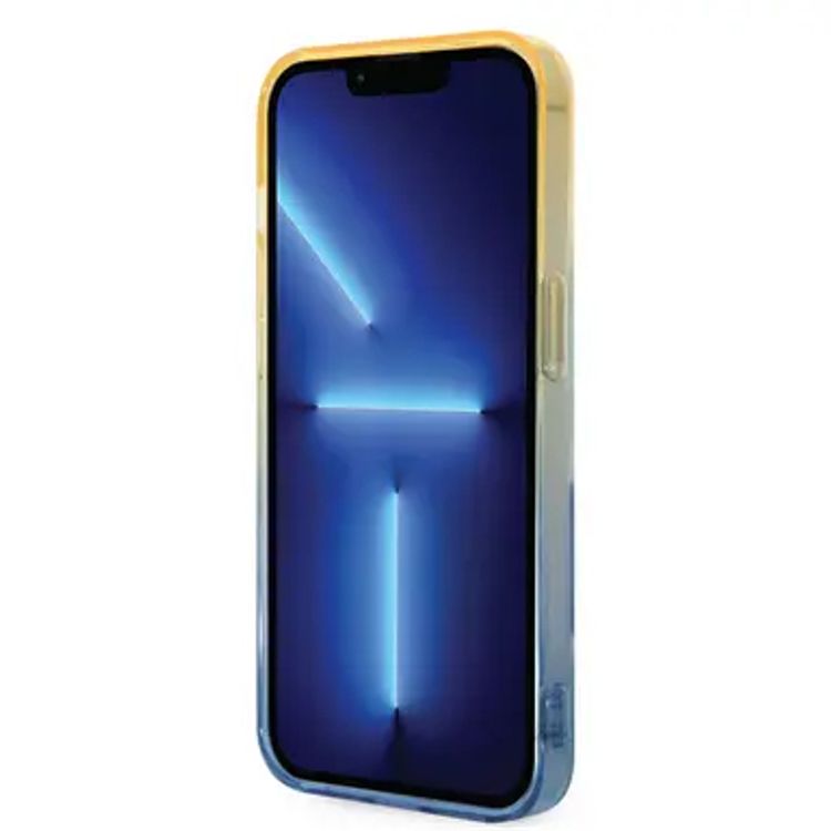USPA PC/TPU Case with Blurred Stripes & Horse Logo iPhone 14 Pro Max Compatibility - Yellow