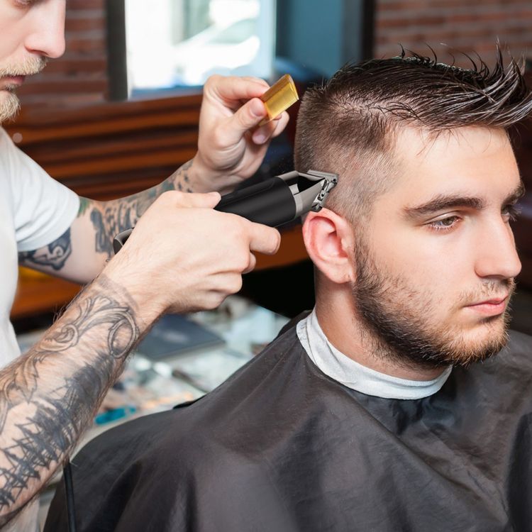 Porodo T-Blade Hair & Beard Trimmer with Smart LED Charging Indicator, 120 Minutes Working Time, 8W Rated Power, USB-C Charging Port, 1200mAh Battery, Cordless Functionality, 1, 2 & 3mm Combs Included - Black