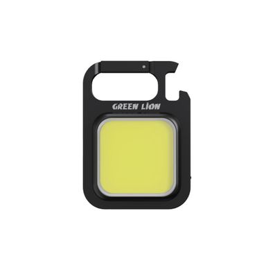 Green Lion Keychain Flashlight with Carabiner and Bottle Opener, 300 Lumens Brightness, 500mAh Battery, Premium Material, COB Lamp Bead, Compact & Portable - Black