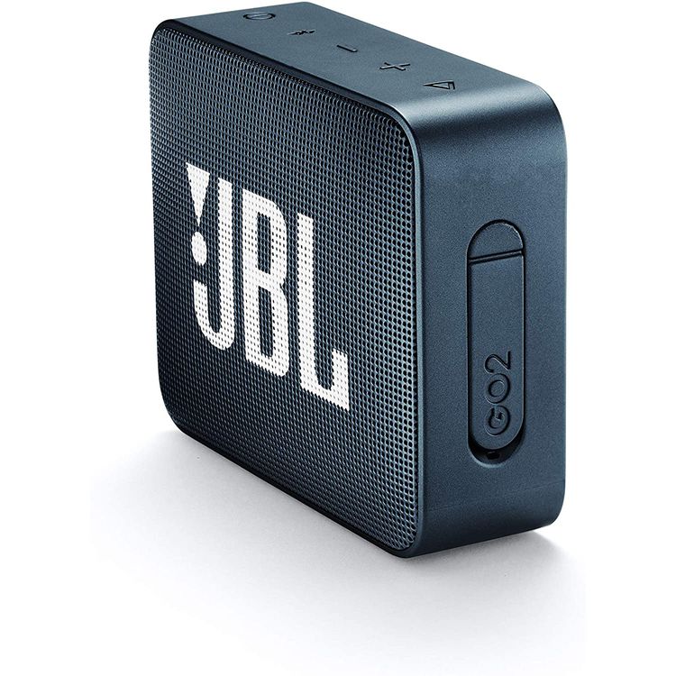JBL GO 2 Portable Wireless Bluetooth Speaker, 5-hours Playtime, IP67 Waterproof Feature, Speaker Built-in Noise-Cancelling Speakerphone - Navy Blue