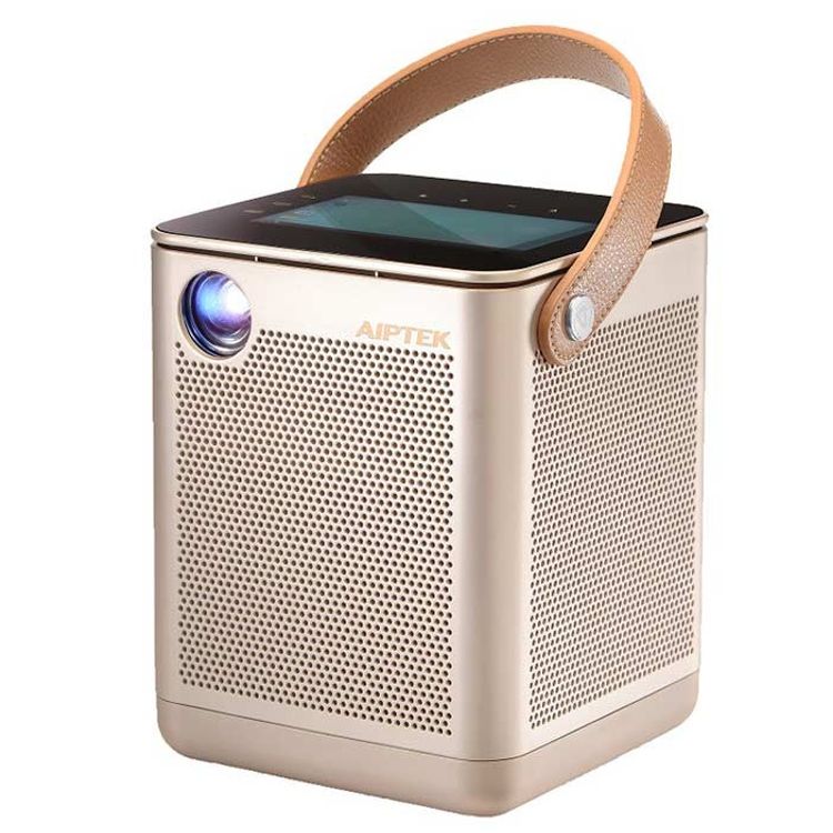 Aiptek Wireless Quad-Directions Mini BoomBox Projector P800 with 4K Video Playback - Stylish Carry Strap Design - HDMI Port