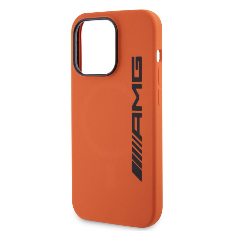 AMG MagSafe Silicone Case with Large AMG Logo for iPhone 15 Pro Series - Orange