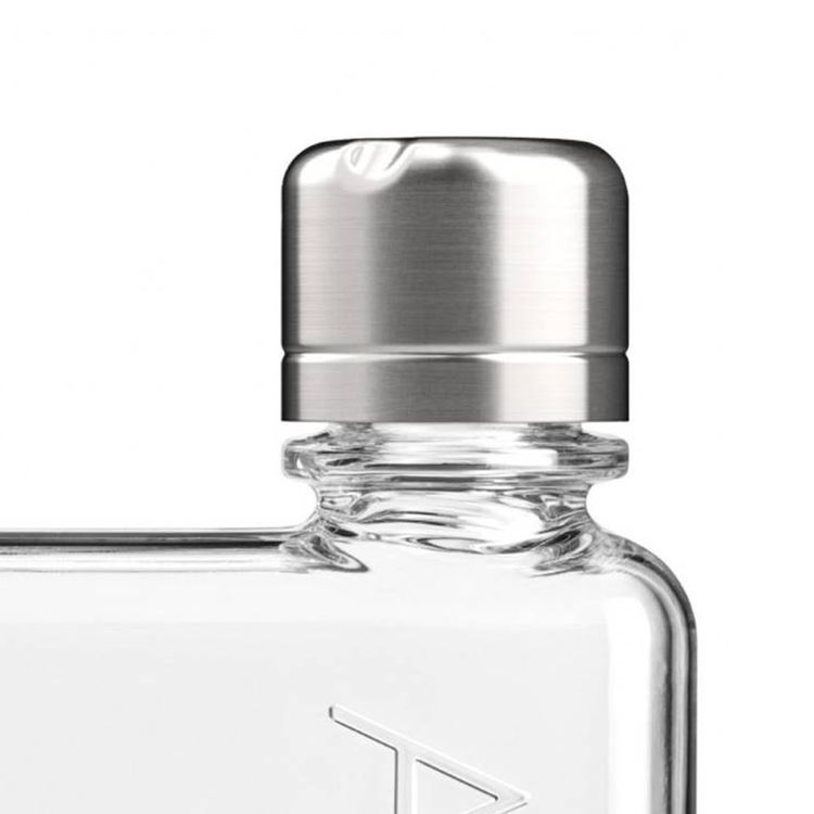 غطاء معدني من الفولاذ المقاوم للصدأ لزجاجة الميمو مع ختم سيليكون، تصميم مانع للتسرب، غير متوافق مع غسالة الأطباق، عصري وأنيق، متوافق مع زجاجات الميمو من الفولاذ المقاوم للصدأ - فضي