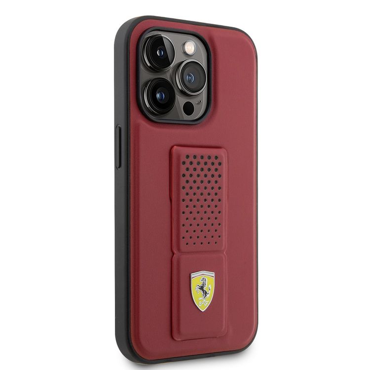 Ferrari iPhone 15 Pro Max For Gripstand Case with Perforated Pattern - Red