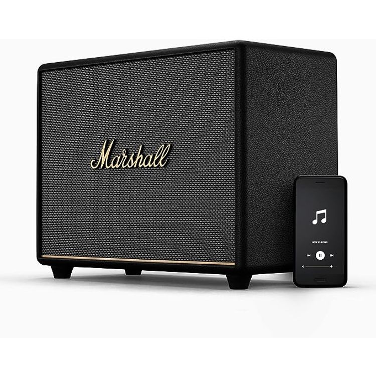  Marshall Woburn III Wireless Bluetooth Stereo Speaker, 10m Bluetooth Range, Bluetooth Version 5.2, Iconic Marshall Styling, High-quality Materials, Dynamic Loudness - Black