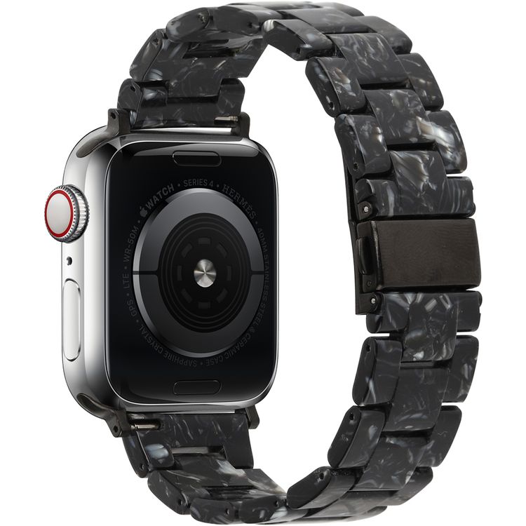 Devia Elegant Resin Watch Band 38/40mm, Fashionable Style, Easy installation, Comfortable High-Tech Surface Finish, Water Resistant, High Quality Stainless Steel, Durable - Black