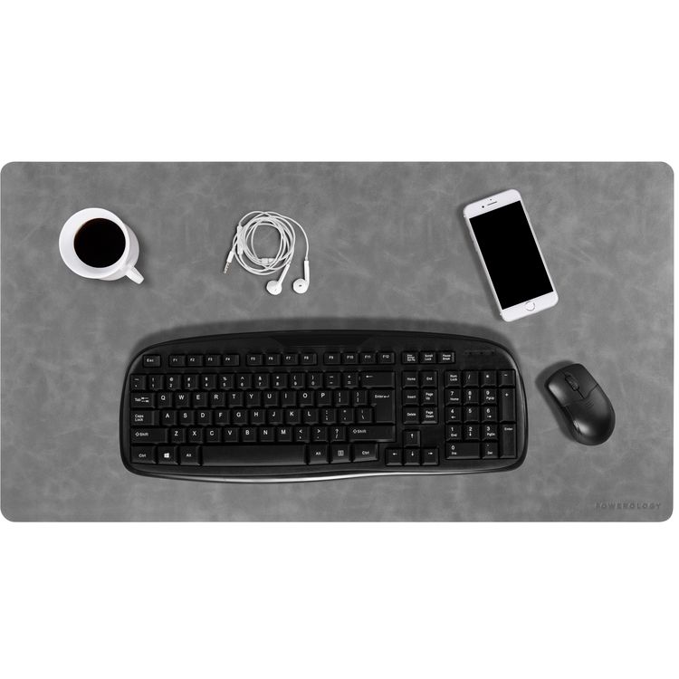 Powerology Vegan Leather Desk Pad - Textured Gray