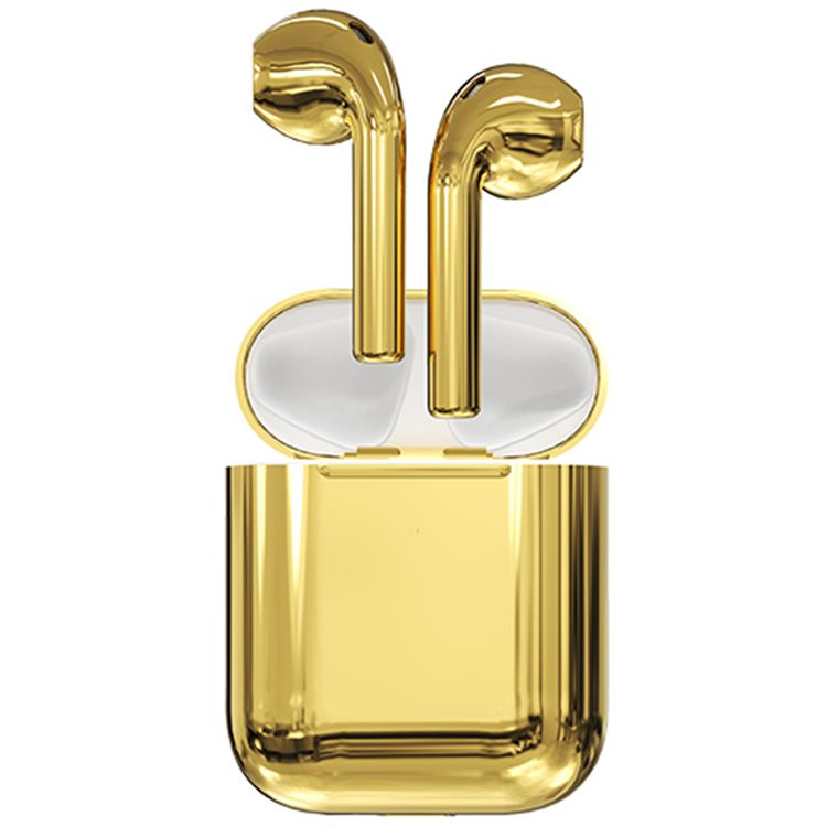 Porodo Soundtec Pure Sound Wireless Earbuds with Wireless Charging Compatibility, Bluetooth Version 5.0, Touch Control, Single-Sided Use Enabled, Optical Sensors - Gold