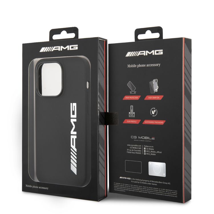 AMG Liquid Silicone Case with Colorful AMG Logo Bumper ProtectioniPhone 14 Pro Compatibility - White