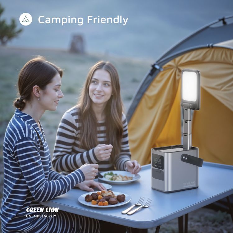 Green Lion Energy Max 60000mAh Power Station with 230W Total Output, Brightness of 700 Lumens, PD 140W, Digital Display, 100W Solar Input, QC 22.5W - Gray