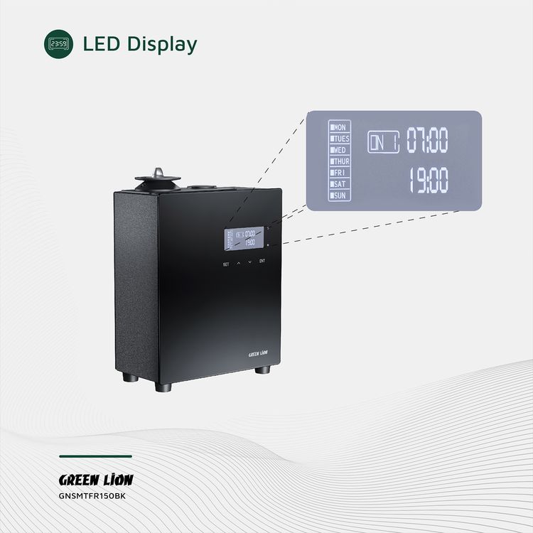 Green Lion Smart Scent Pro Fragrance Diffuser with Fragrance Bottle, Smart App Control, Quiet Operation, 5 Timer Settings, HVAC Connect, Aromatherapy, Wall-Mount, Security Lock - Black 