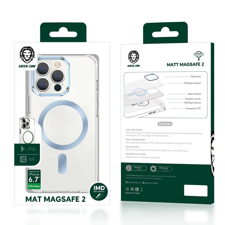Green Matt Magsafe 2 IMD Anti-Scratch Case 13 Pro - Blue
