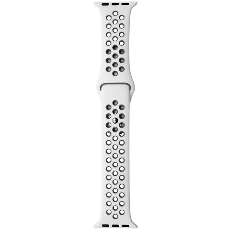 iGuard by Porodo Nike Watch Band for Smart Watch, Fit & Comfortable Replacement Wrist Band, Adjustable Straps Compatible for Apple Watch 44mm / 42mm - White/Black