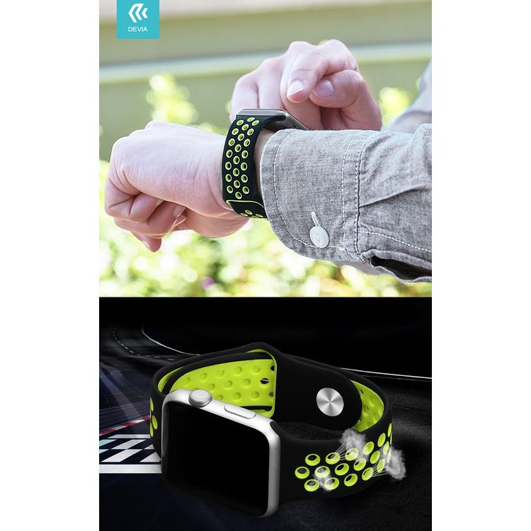 Devia Deluxe Series Sport2 Band for Smartwatch, Comfortable & Durable Stylish Band, Adjustable Replacement Wrist Band Strap Compatible for Apple Watch 38/40MM - Yellow