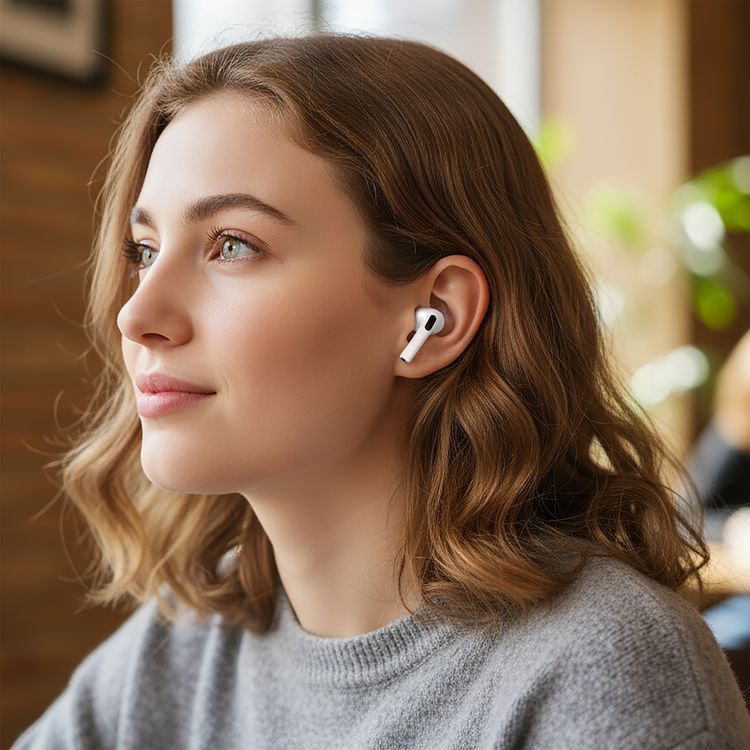 Porodo ENC Earbuds Pro III, 13mm Driver Size, 300mAh Charging Case & 30mAh Earbuds Battery, 25dB Noise Reduction, Voice Assistant, Up to 5 Hours Play Time, 25m Transmission Range - White