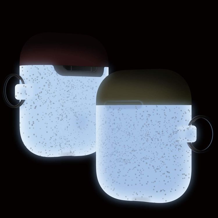 Elago Duo Hang Silicone Case with Apple AirPods Case 1 & 2 Generation, Dustproof and Absorbing Protective Cover with Hang Case Body-Night Glow Gold Pearl / Top-Yellow, Italian Rose