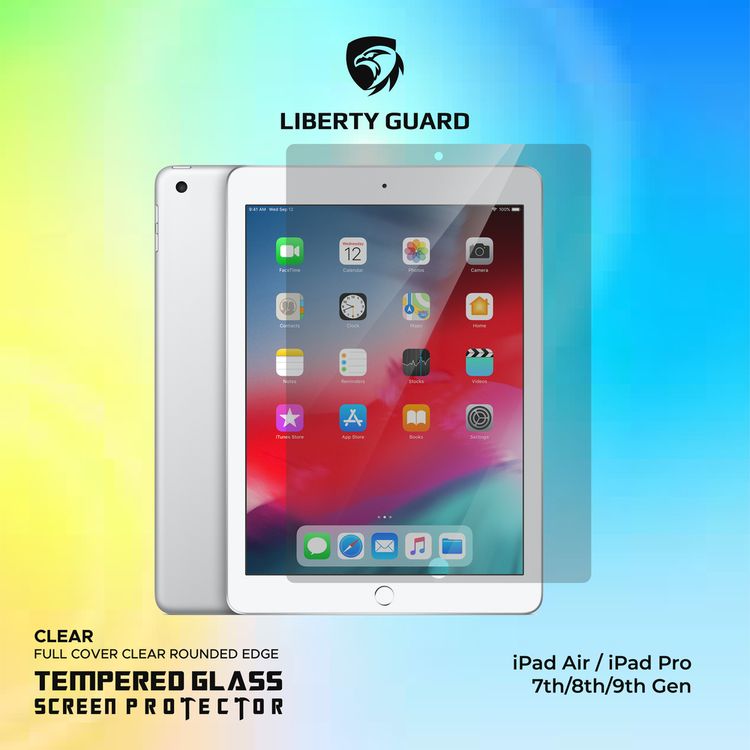 Liberty Guard Full Cover Clear Rounded Edge  for iPad Pro(10.2) with Anti Shock & Anti Impact, Nano Electroplate Coating, Anti Fingerprint - Clear