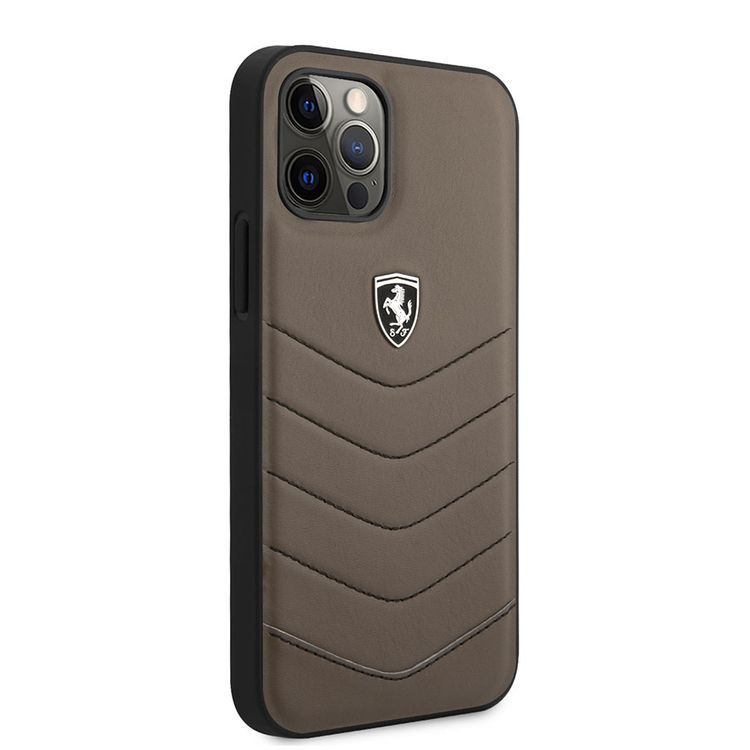 CG MOBILE Ferrari Heritage Quilted Leather Hard Case, Shock-Absorption & Drop Protection Back Cover Compatible For iPhone 12 Pro Max (6.7") Officially Licensed