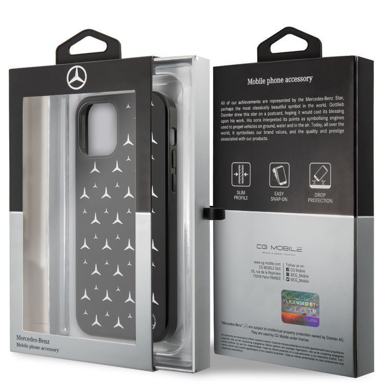 CG MOBILE Mercedes-Benz PC/TPU Silver Stars Pattern Case Compatible for iPhone 12 Pro Max (6.7") Scratches Resistant, Easy Access to All Ports