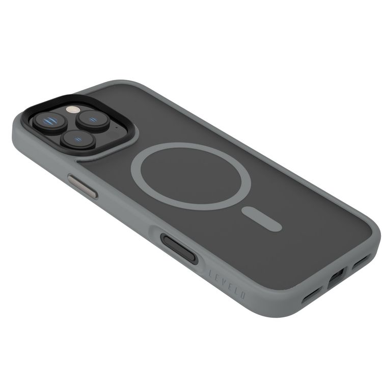 Levelo MagSafe Matte Solo Case for iPhone 16 Pro Max with Impact-Resistant Corners, 3H Scratch Resistance, Matte TPU Bumper, Lightweight & Hybrid Design - Gray 