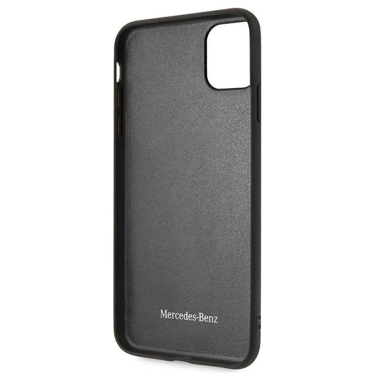 Mercedes-Benz Hard Case Quilted Perforated Genuine Leather For iPhone 11 Pro Max - Black