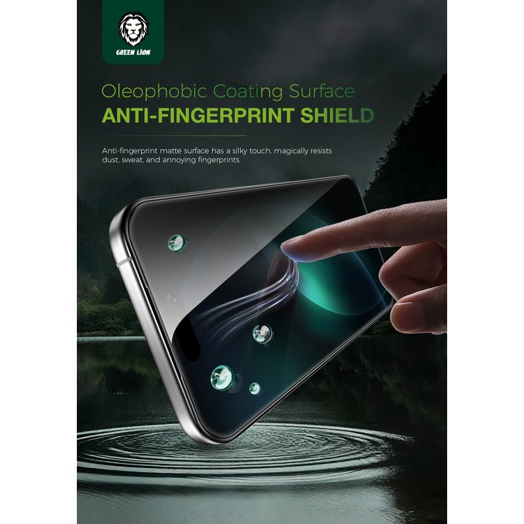 Green Lion 3D Silicone Plus Privacy Edge Glass for iPhone 17 Pro Max, Blocked Side Viewing, Anti-Scratch, Anti-Fingerprint, Grease Resistance, Air Bubble Prevention, Highly Responsive - Black