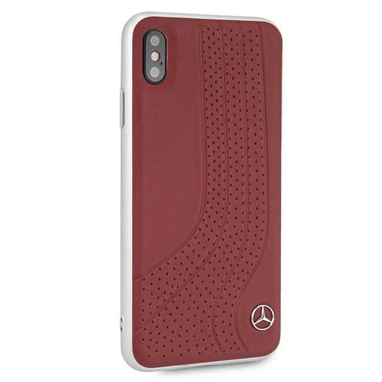 Mercedes-Benz New Bow I Genuine Leather Hard Case for iPhone Xs Max - Red