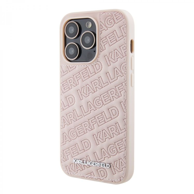 Karl Lagerfeld Quilted Karl Pattern Hard Case for iPhone 15 Pro - Pink