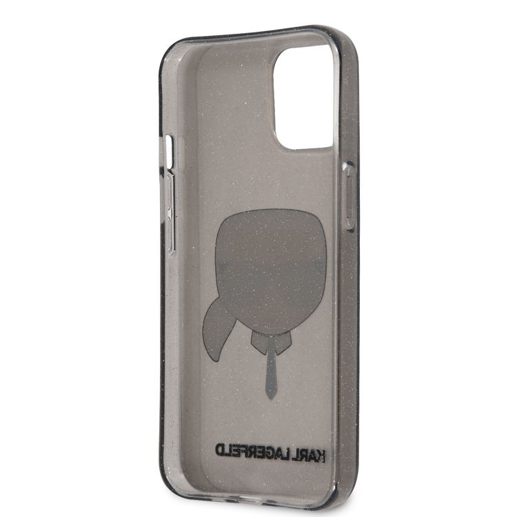Karl Lagerfeld TPU Full Glitter Karl Head Case For iPhone 13 (6.1 ), Durable, Shockproof, Bumper Protection, Anti-Scratch - Black