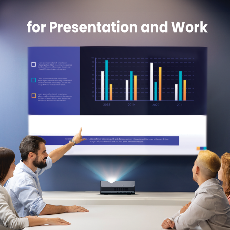 Powerology 4K Ultra Short Throw DLP Projector, 350 Ansi Lumen Brightness, 2GB RAM, 16GB Storage, Bluetooth V5.0, 30-200" Contrast, 500:1 Projection Area - Black 