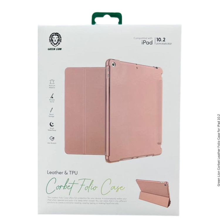 Green Lion Corbet Leather Folio Case for iPad 10.2  / 10.5  - Pink