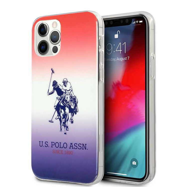 CG Mobile U.S. Polo Assn. PC/TPU Hard Case DH & Logo for iPhone 12 / 12 Pro (6.1") Shock & Drop Protection Suitable with Wireless Chargers Officially Licensed Gradient Red