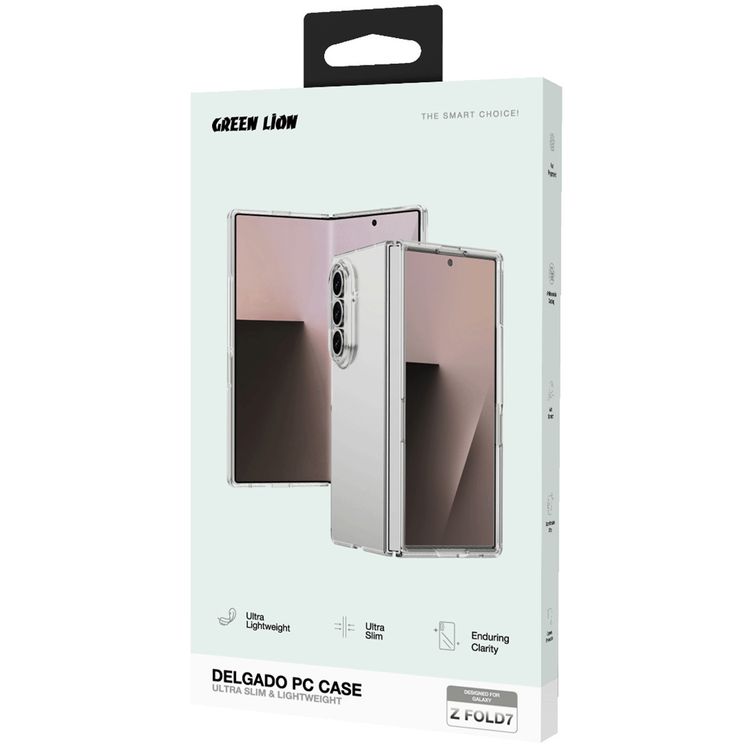 Green Lion Delgado PC Case for Z Fold 7, Comfortable Grip, Ultra-Lightweight, Enduring Clarity, Slim Design, Anti-Scratch - Clear