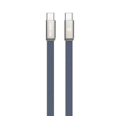 Green Lion Ultra-Thin Braided USB-C to USB-C Cable with 10000 Bends Life Span, Compatible with Laptop, 1m Cable length, Zinc Alloy Shell Connector, Flat-Braided Cable, Charge & Sync, 480Mbps Data Transfer Speed, 100W 20V/5A Cable Current, E-Marker Smart Chip - Blue