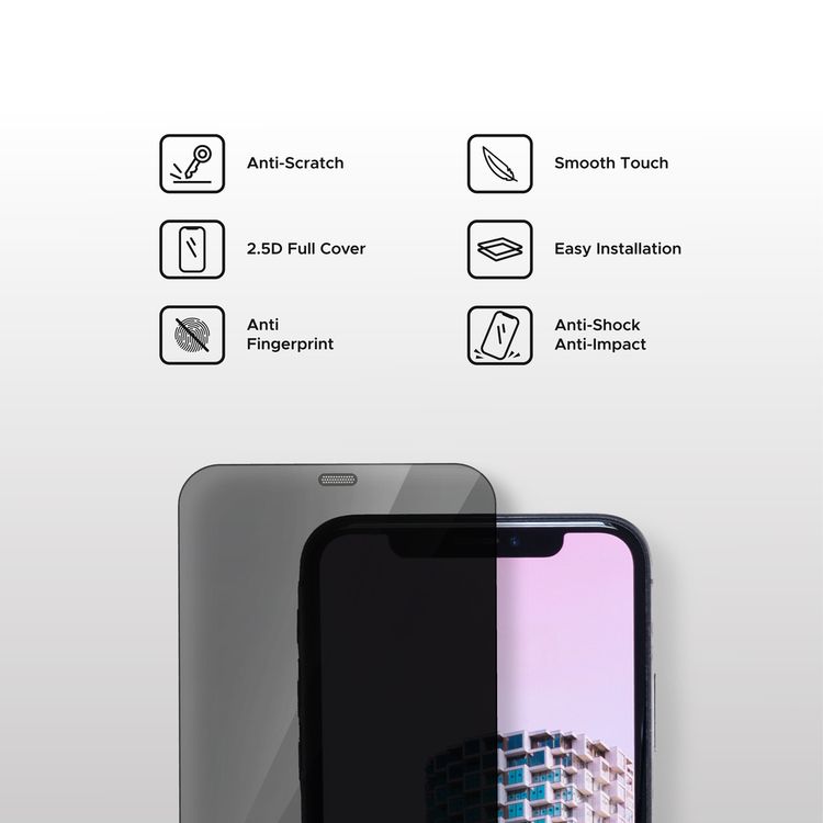 واقي شاشة كامل للخصوصية من Liberty Guard بحافة مستديرة سوداء مع فلتر غبار لهاتف iPhone 11