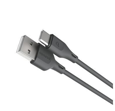 Porodo USB-A to USB-C Cable with 3A Current, 2m Cable Length, TPE & PVC Materials, Fast Charge & Data Sync, More than 5000 Bends Lifespan, Safe & Reliable, Smart Design - Black