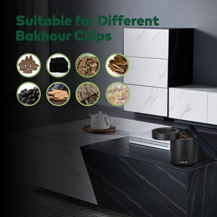 مبخرة بخور الكثبان الرملية من جرين ليون بسعة بطارية 2000 مللي أمبير، مادة PA66 والنايلون، درجة حرارة تسخين 300-400 درجة مئوية، وقت شحن 2 ساعة، منفذ شحن من النوع C، رائحة قوية، ملقط متضمن - أسود