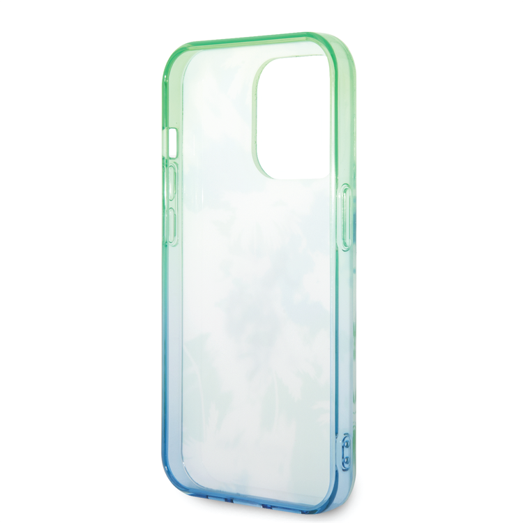 كفرUSPA PC/TPU IML مع تصميم النخيل المصبوغة وشعار الحصان لهاتف iPhone 14 Pro Max - أخضر